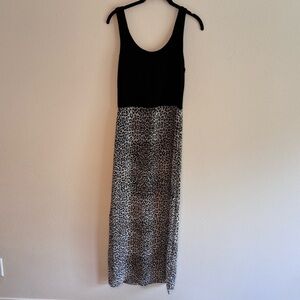 EUC Vince Camuto Black and Tan Animal Print Maxi Dress Sun Dress Size XS